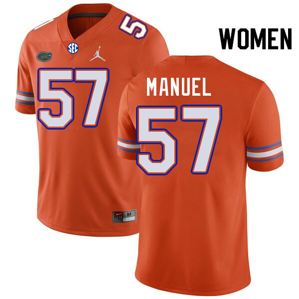 Women #57 Devon Manuel Florida Gators College Football Jerseys Stitched-Orange
